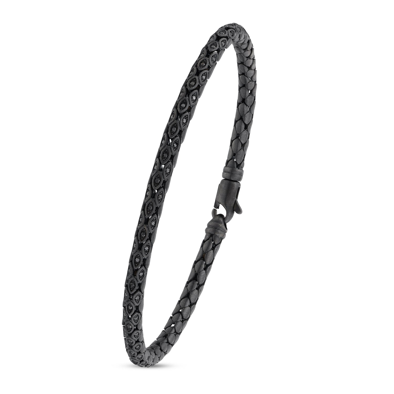 0,45 Karat Siyah Pırlantalı Altın Erkek Bileklik