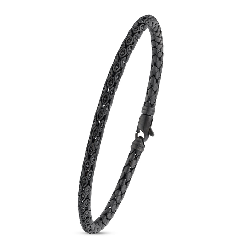 0,45 Karat Siyah Pırlantalı Altın Erkek Bileklik