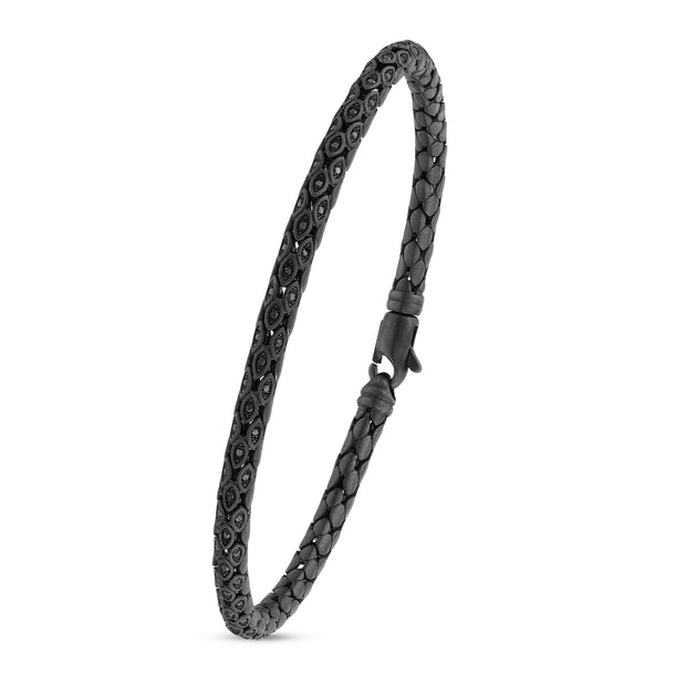 0,45 Karat Siyah Pırlantalı Altın Erkek Bileklik