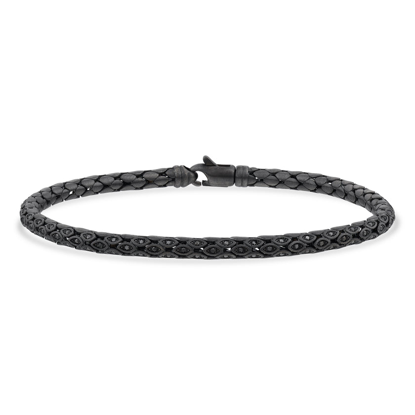 0,45 Karat Siyah Pırlantalı Altın Erkek Bileklik