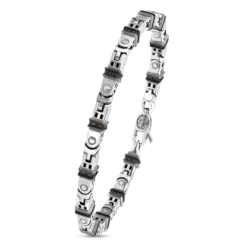 0,71 Karat Siyah Pırlantalı Gümüş Erkek Bileklik