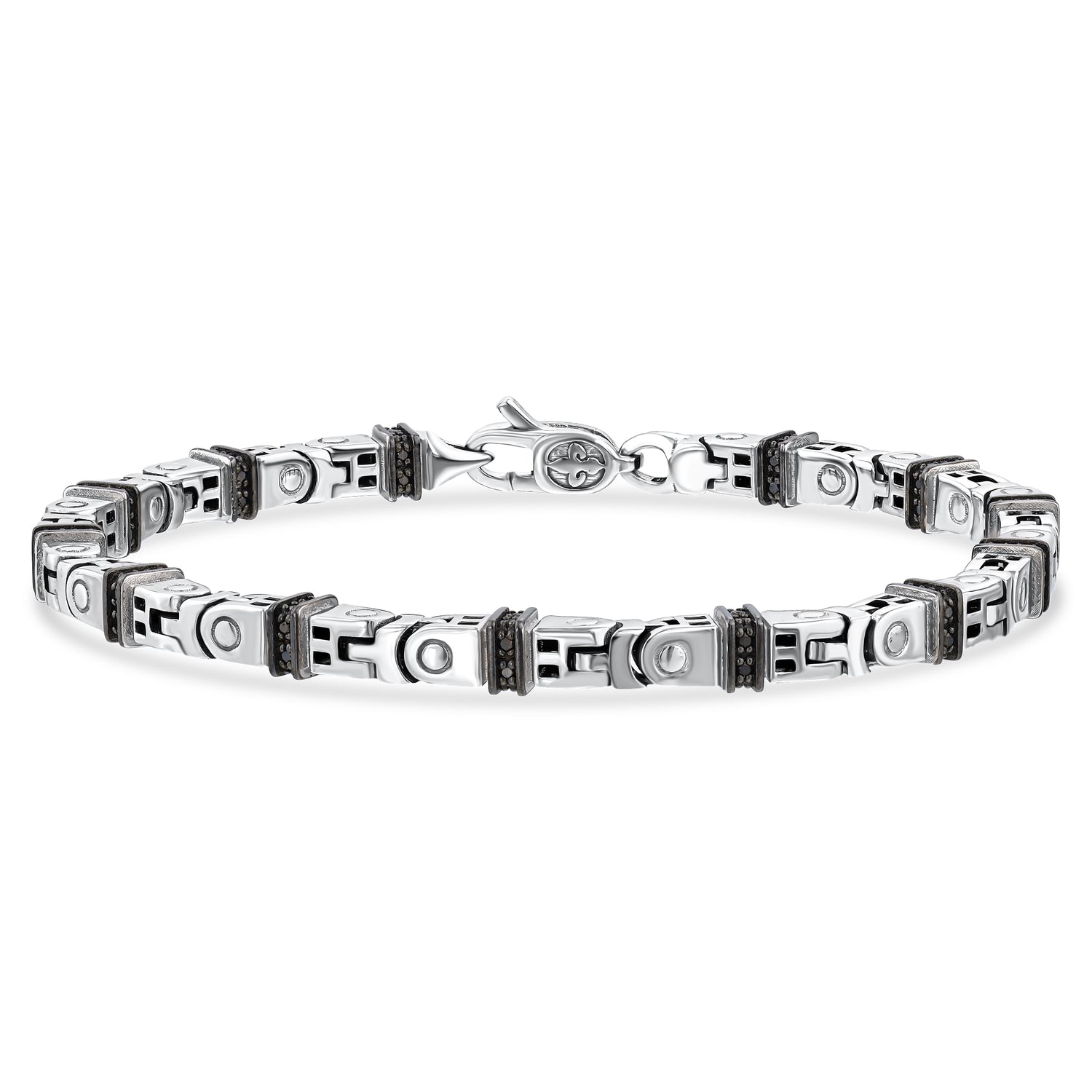 0,71 Karat Siyah Pırlantalı Gümüş Erkek Bileklik