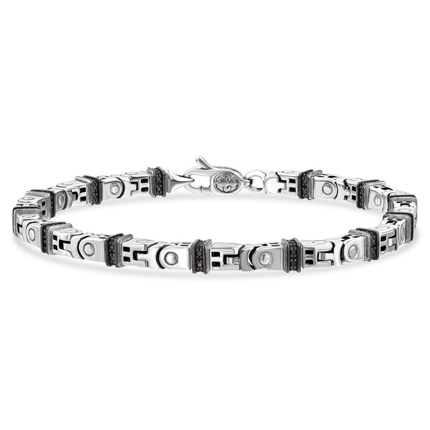 0,71 Karat Siyah Pırlantalı Gümüş Erkek Bileklik