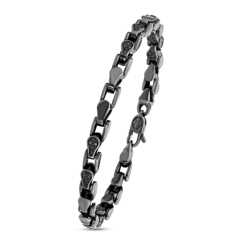 1,09 Karat Siyah Pırlantalı Altın Erkek Bileklik