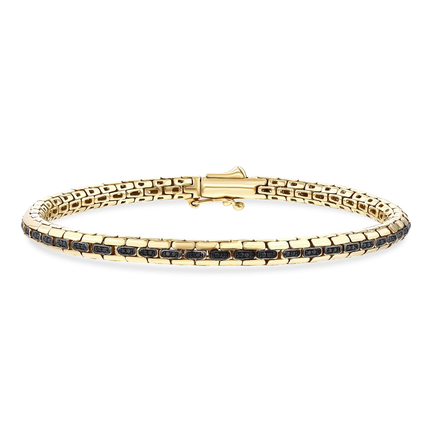 0,40 Karat Siyah Pırlantalı Altın Erkek Bileklik