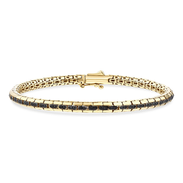 0,40 Karat Siyah Pırlantalı Altın Erkek Bileklik
