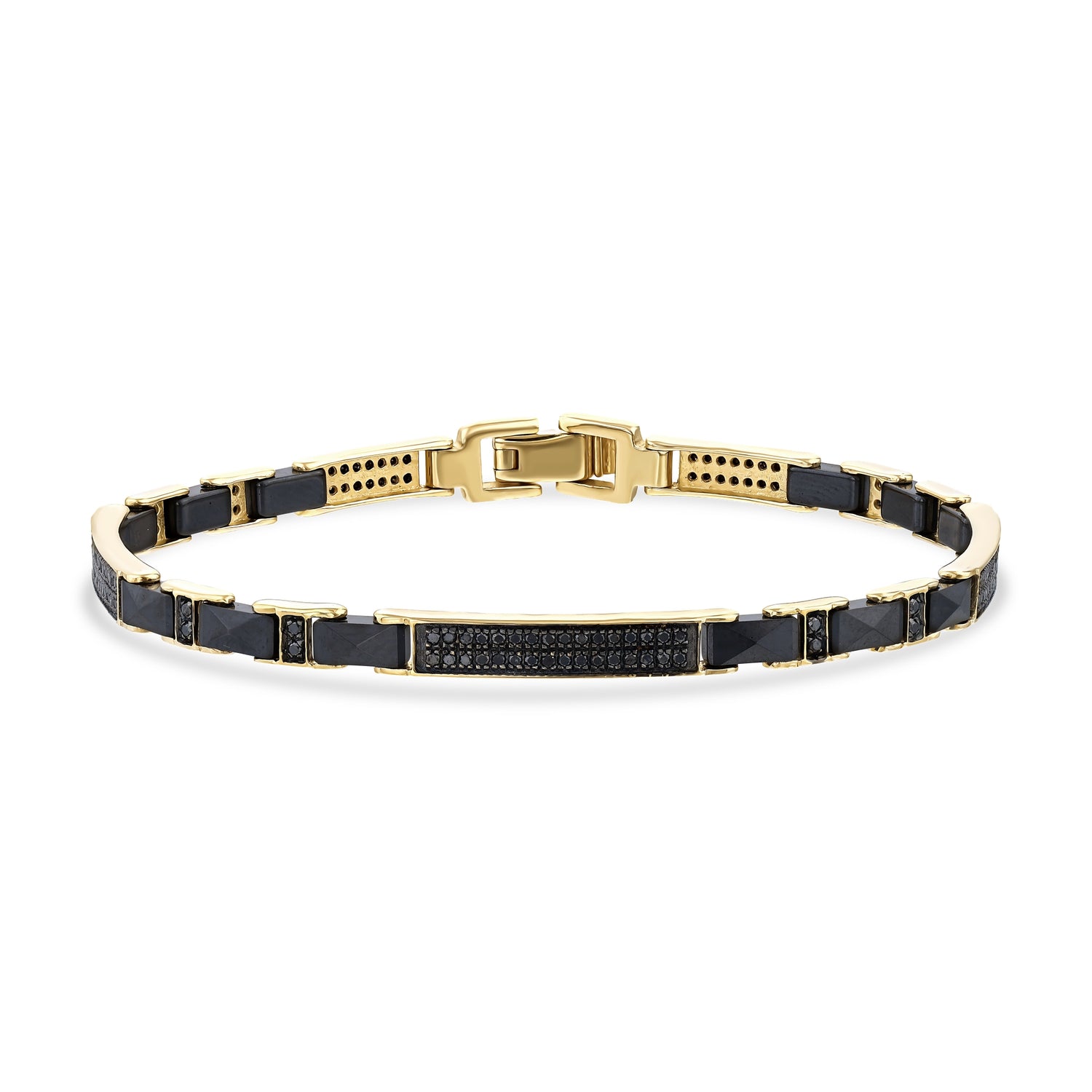 0,77 Karat Siyah Pırlantalı Altın Erkek Bileklik