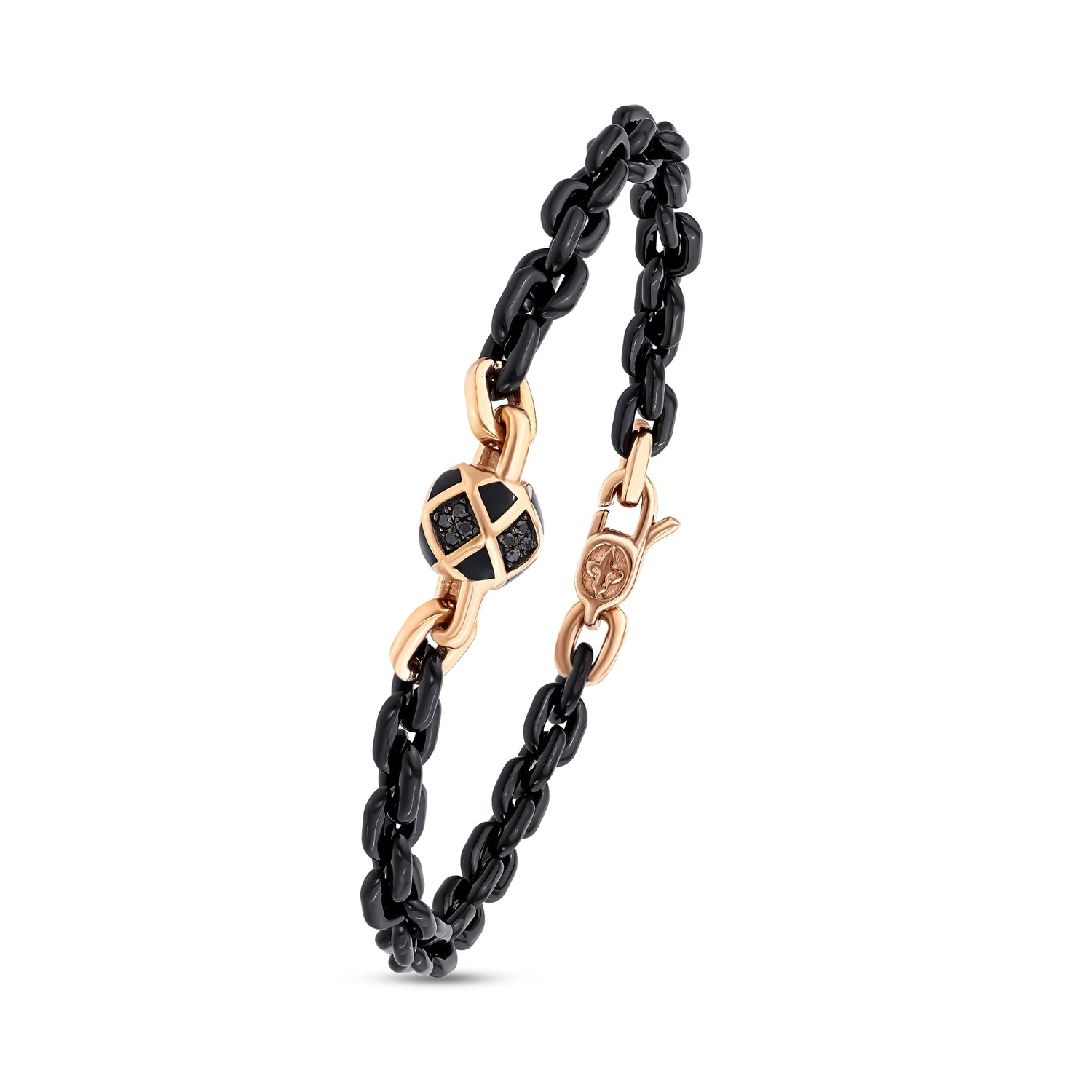 0,14 Karat Siyah Pırlantalı Altın Erkek Bileklik