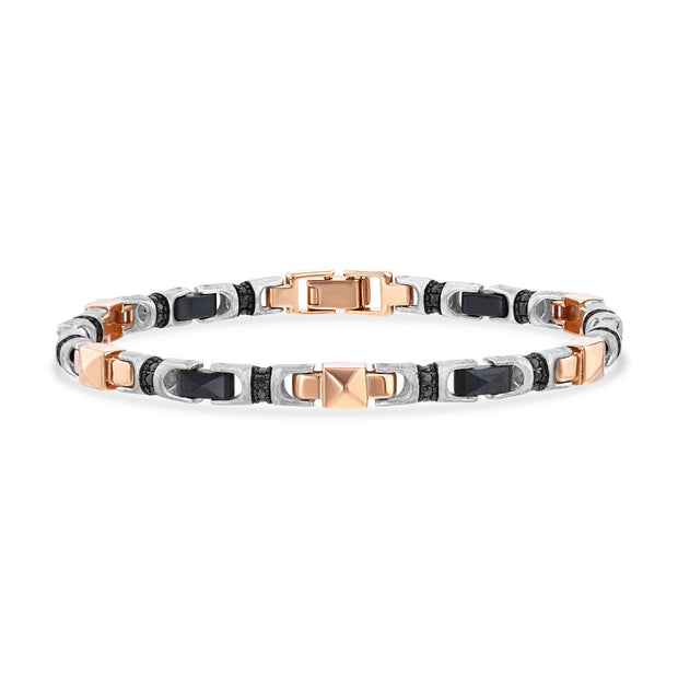 1,00 Karat Siyah Pırlantalı Altın Erkek Bileklik