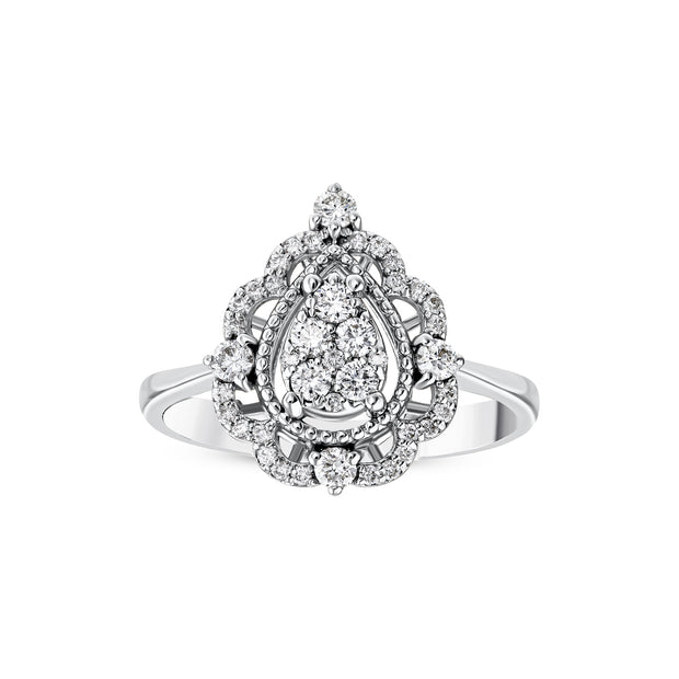 0,41 Karat Pırlantalı Vintage Damla Yüzük