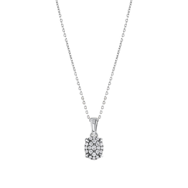 0,10 Karat Pırlantalı Oval Kolye