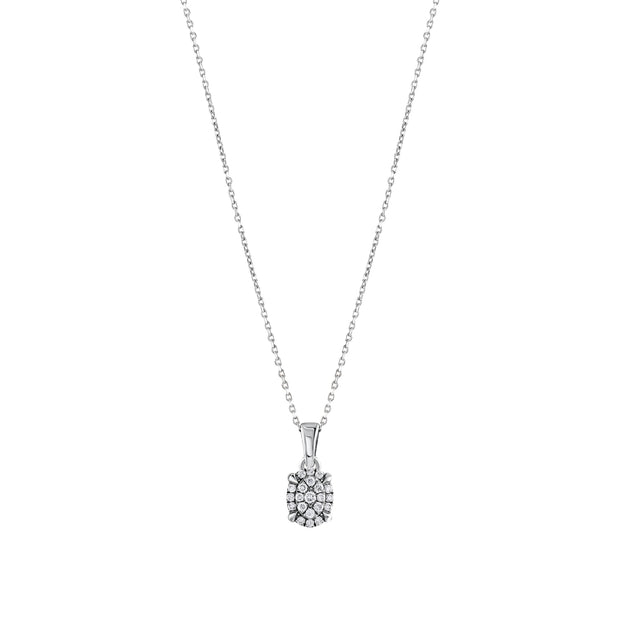 0,10 Karat Pırlantalı Oval Kolye