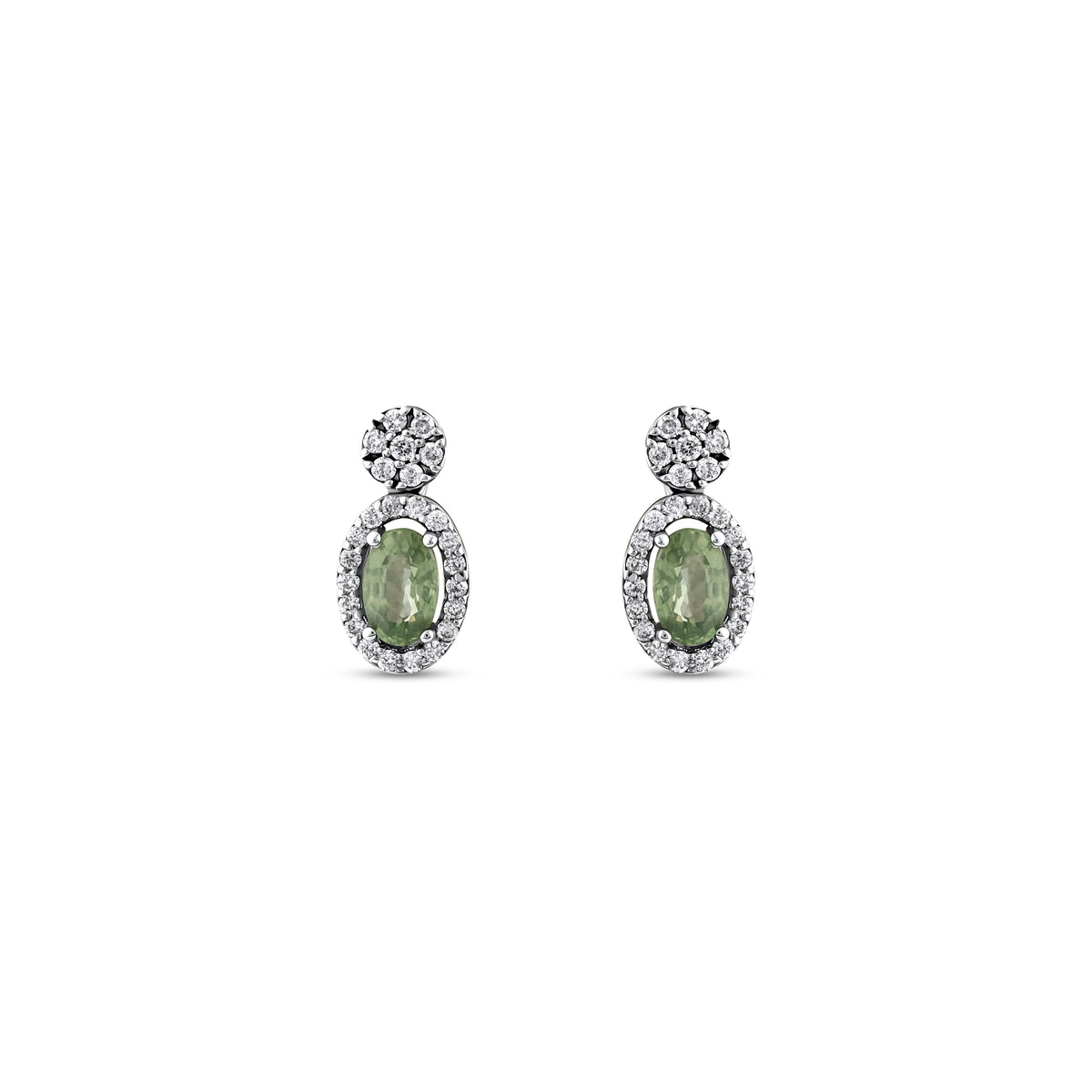 0,71 Karat Pırlantalı Peridot Küpe