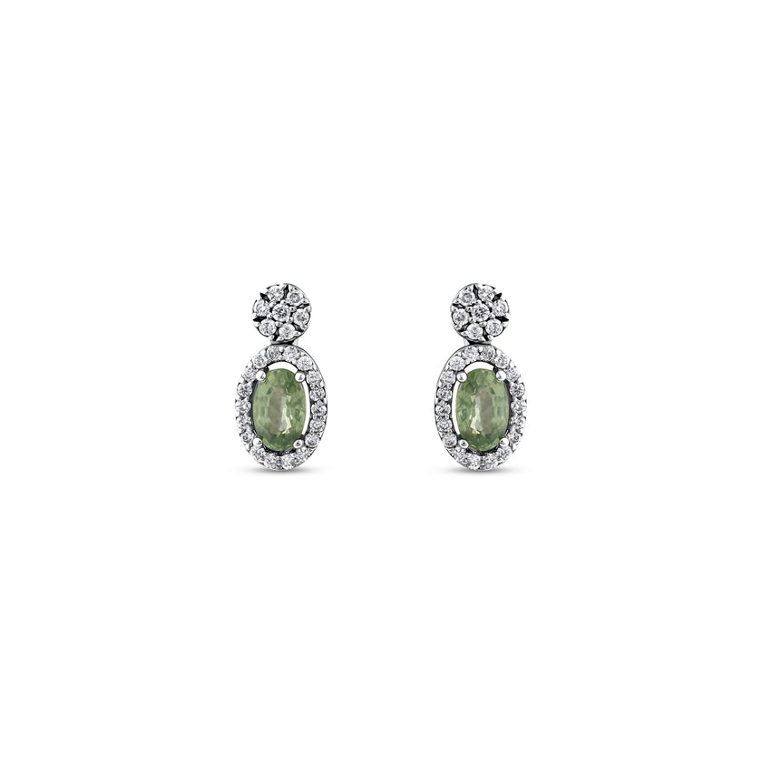 0,71 Karat Pırlantalı Peridot Küpe