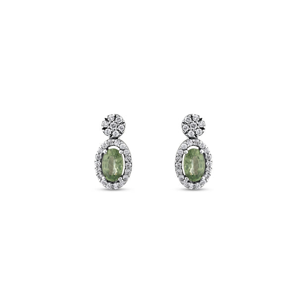 0,71 Karat Pırlantalı Peridot Küpe