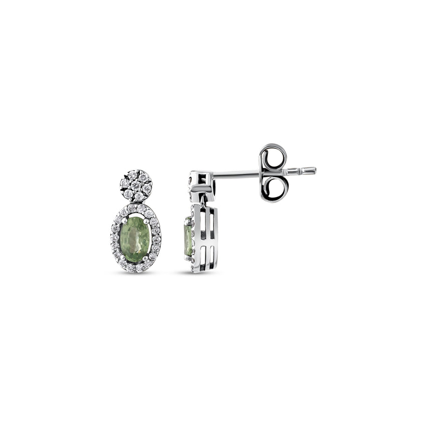 0,71 Karat Pırlantalı Peridot Küpe