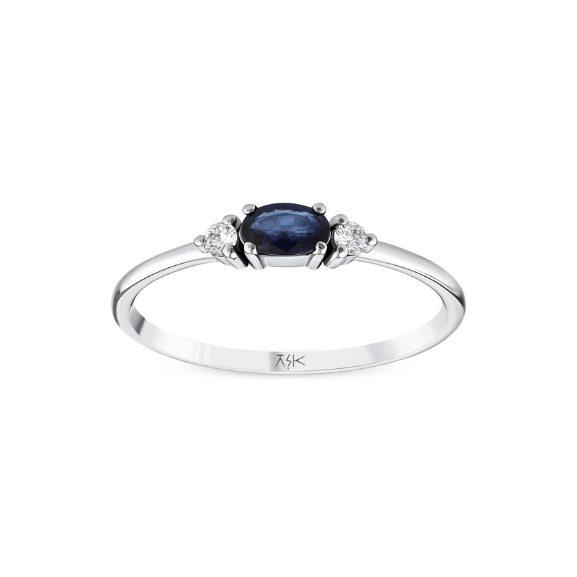 0,29 Karat Pırlantalı Safir Yüzük