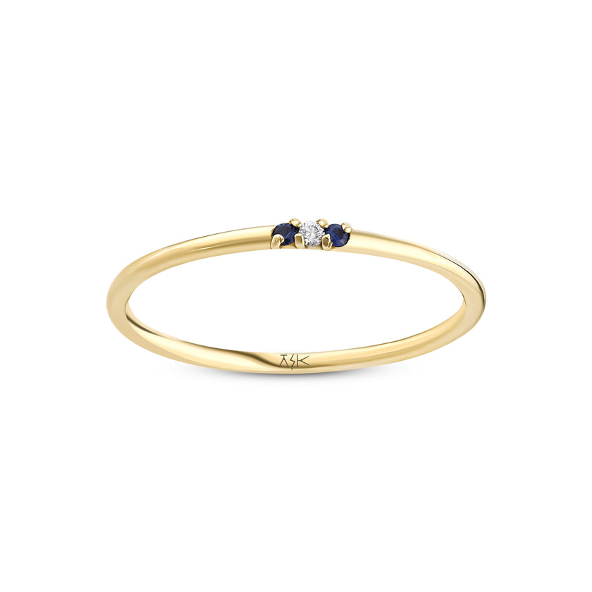 0,03 Karat Pırlantalı Safir Yüzük