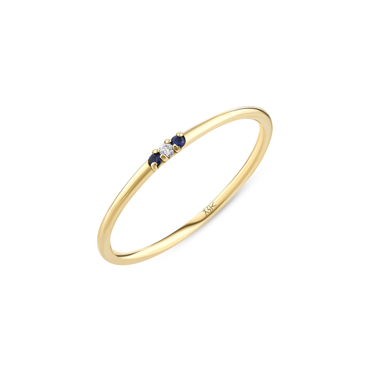 0,03 Karat Pırlantalı Safir Yüzük