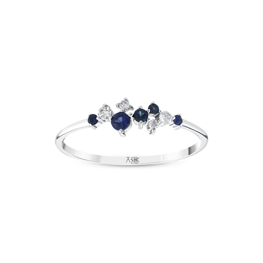 0,18 Karat Pırlantalı Safir Yüzük