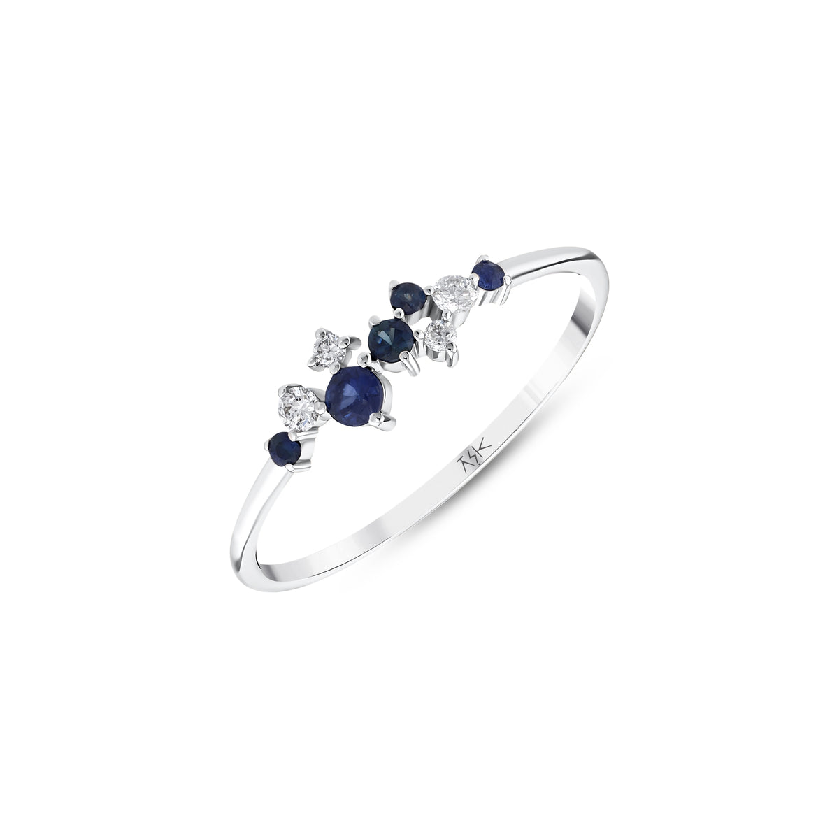 0,18 Karat Pırlantalı Safir Yüzük