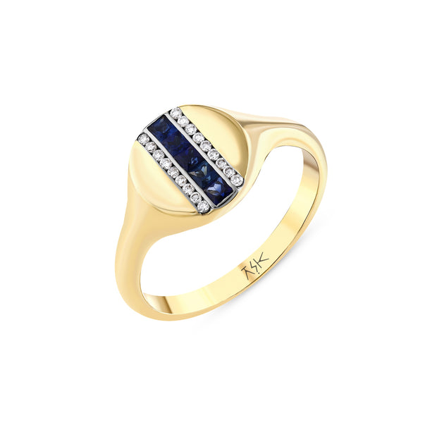 0,35 Karat Pırlantalı Safir Yüzük