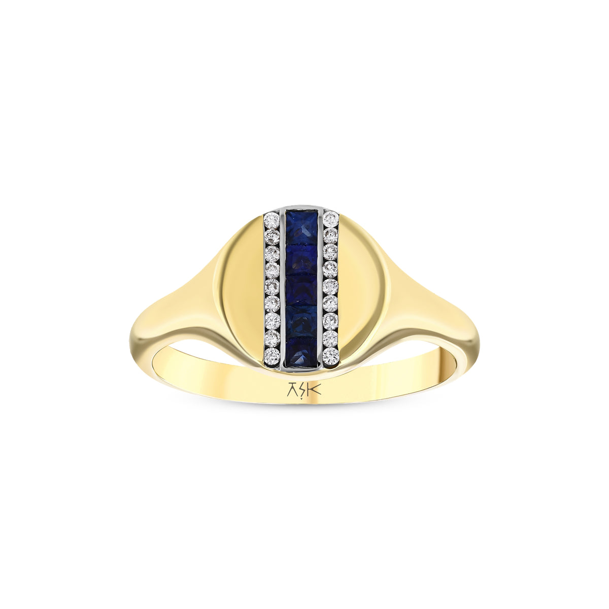 0,35 Karat Pırlantalı Safir Yüzük
