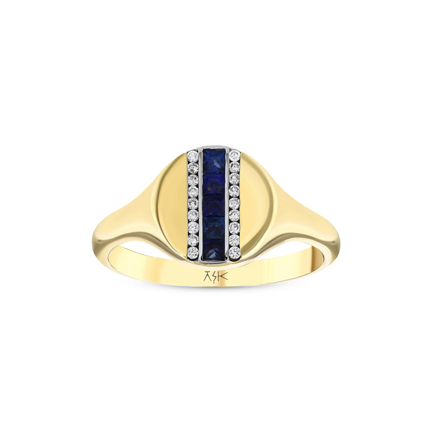 0,35 Karat Pırlantalı Safir Yüzük