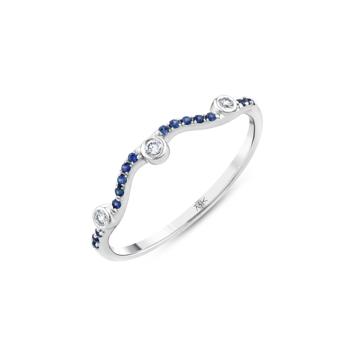 0,12 Karat Pırlantalı Safir Yüzük