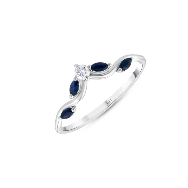 0,26 Karat Pırlantalı Safir Yüzük