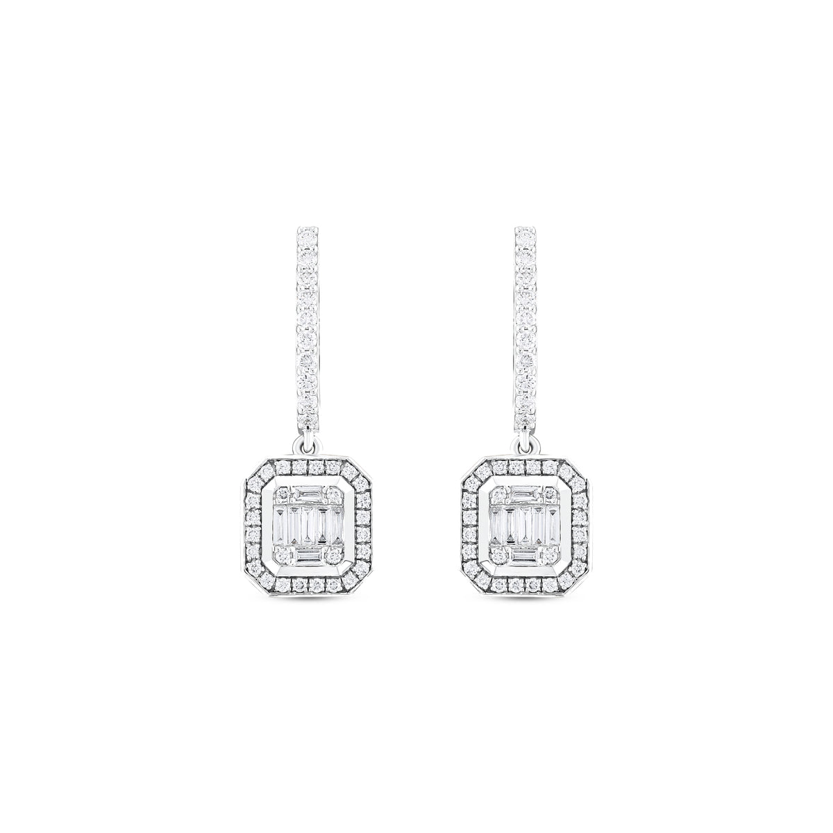 0.75 Karat Pırlantalı Baget Küpe