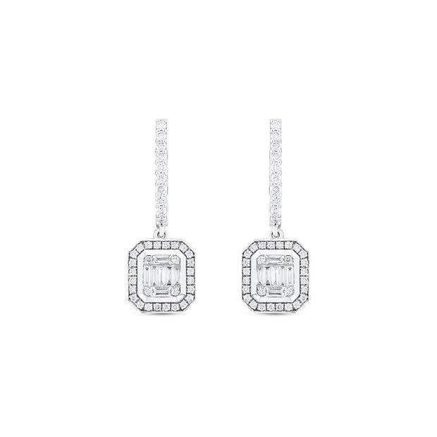 0.75 Karat Pırlantalı Baget Küpe