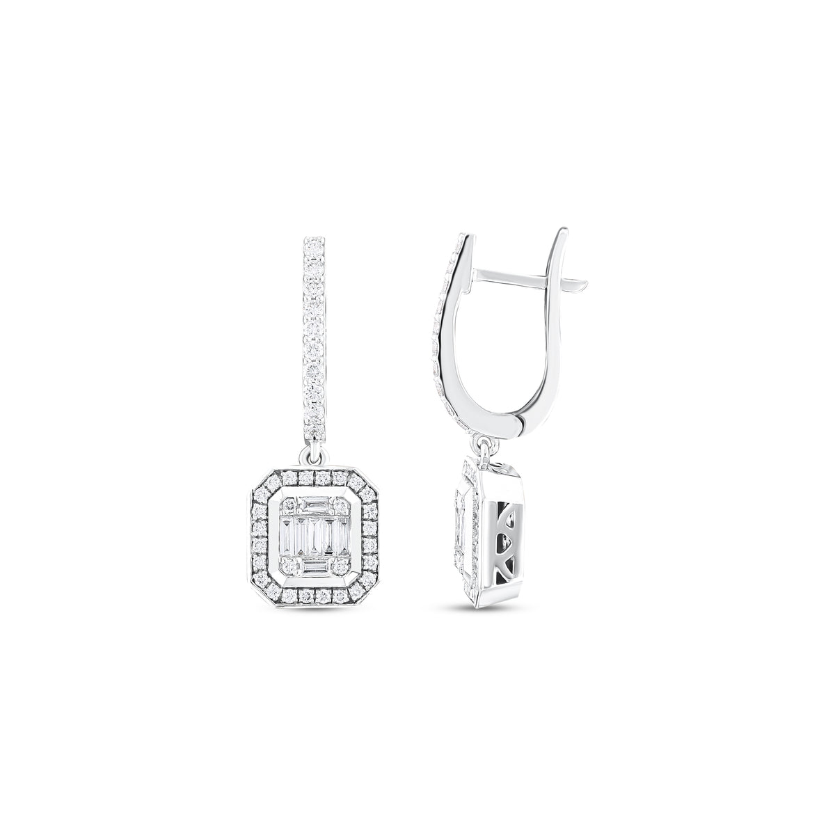 0.75 Karat Pırlantalı Baget Küpe