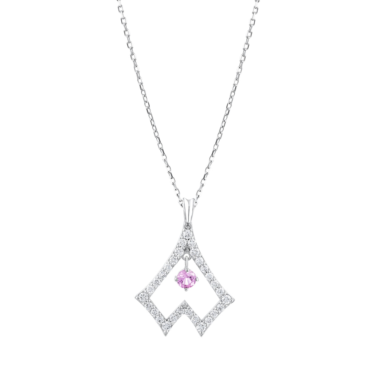 0.47 Karat Pırlanta Pembe Safir Bambaşka Kolye