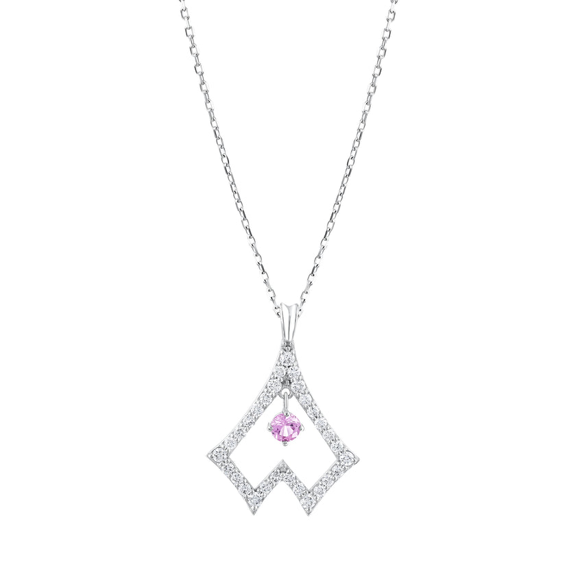0.47 Karat Pırlanta Pembe Safir Bambaşka Kolye
