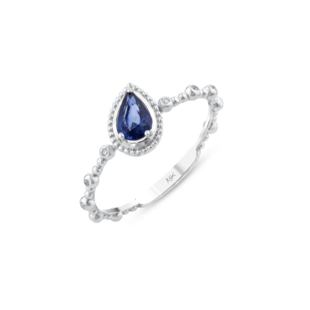 0,48 Karat Pırlantalı Safir Yüzük