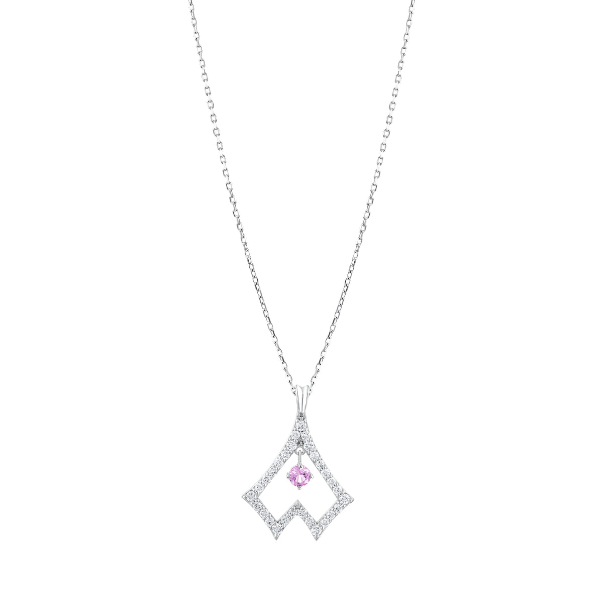 0.47 Karat Pırlanta Pembe Safir Bambaşka Kolye