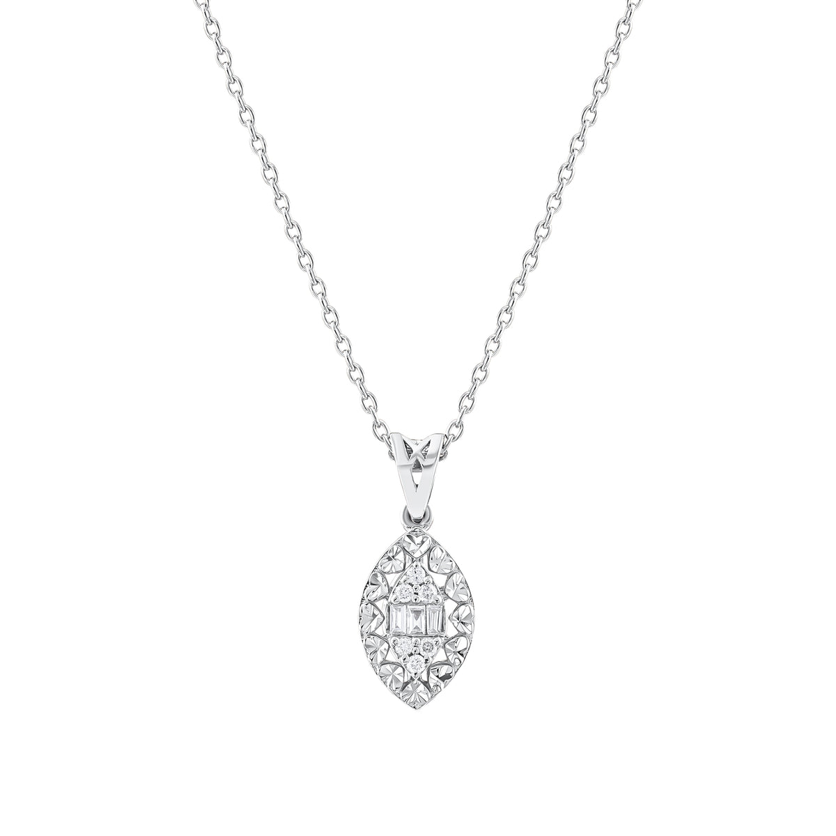 0.07 Karat Pırlantalı Baget Kolye