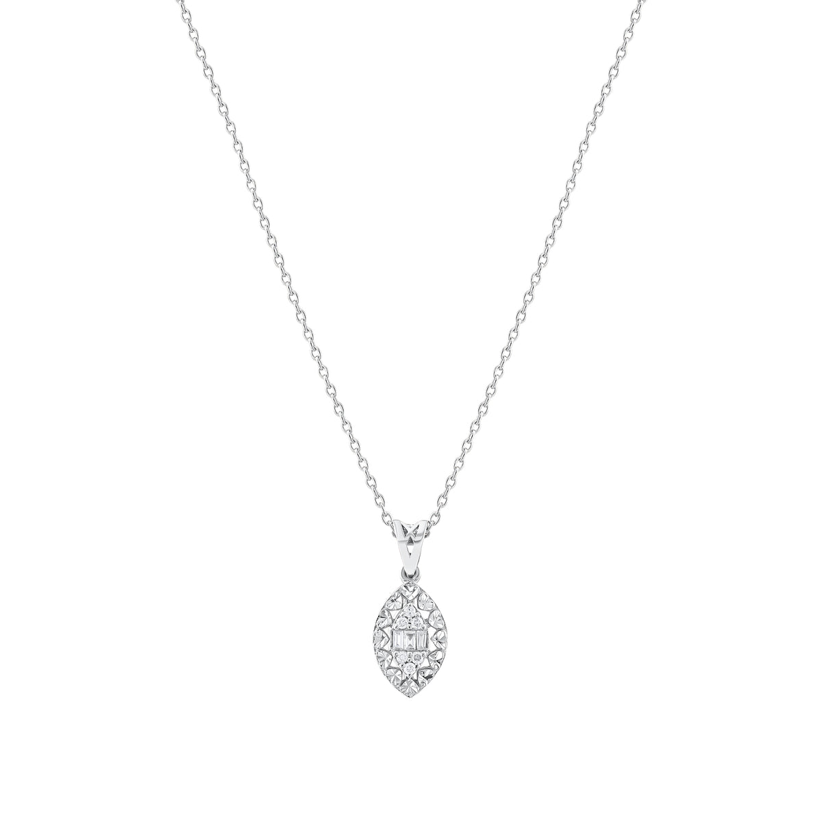 0.07 Karat Pırlantalı Baget Kolye