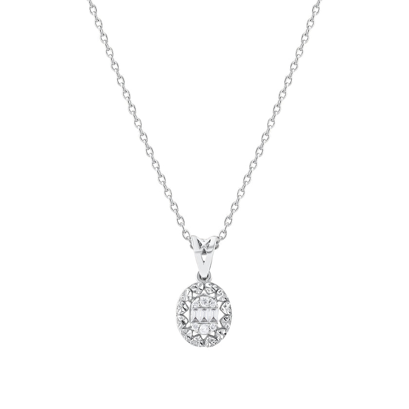 0.10 Karat Pırlantalı Oval Baget Kolye