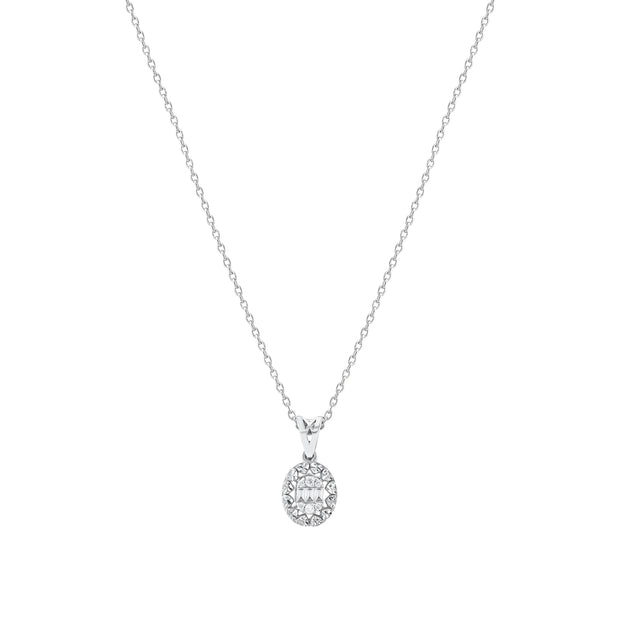 0.10 Karat Pırlantalı Oval Baget Kolye