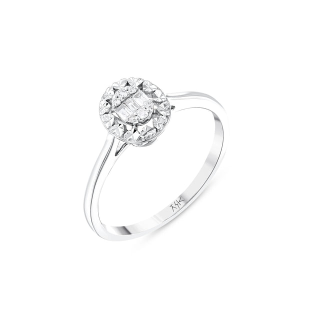0.11 Karat Pırlantalı Oval Baget Yüzük