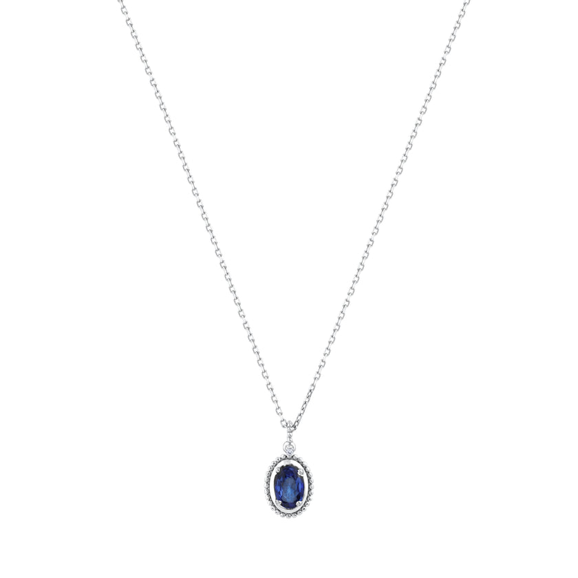 0,48 Karat Pırlantalı Safir Kolye
