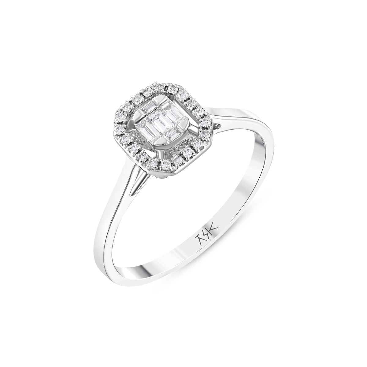 0.15 Karat Pırlantalı Baget Yüzük