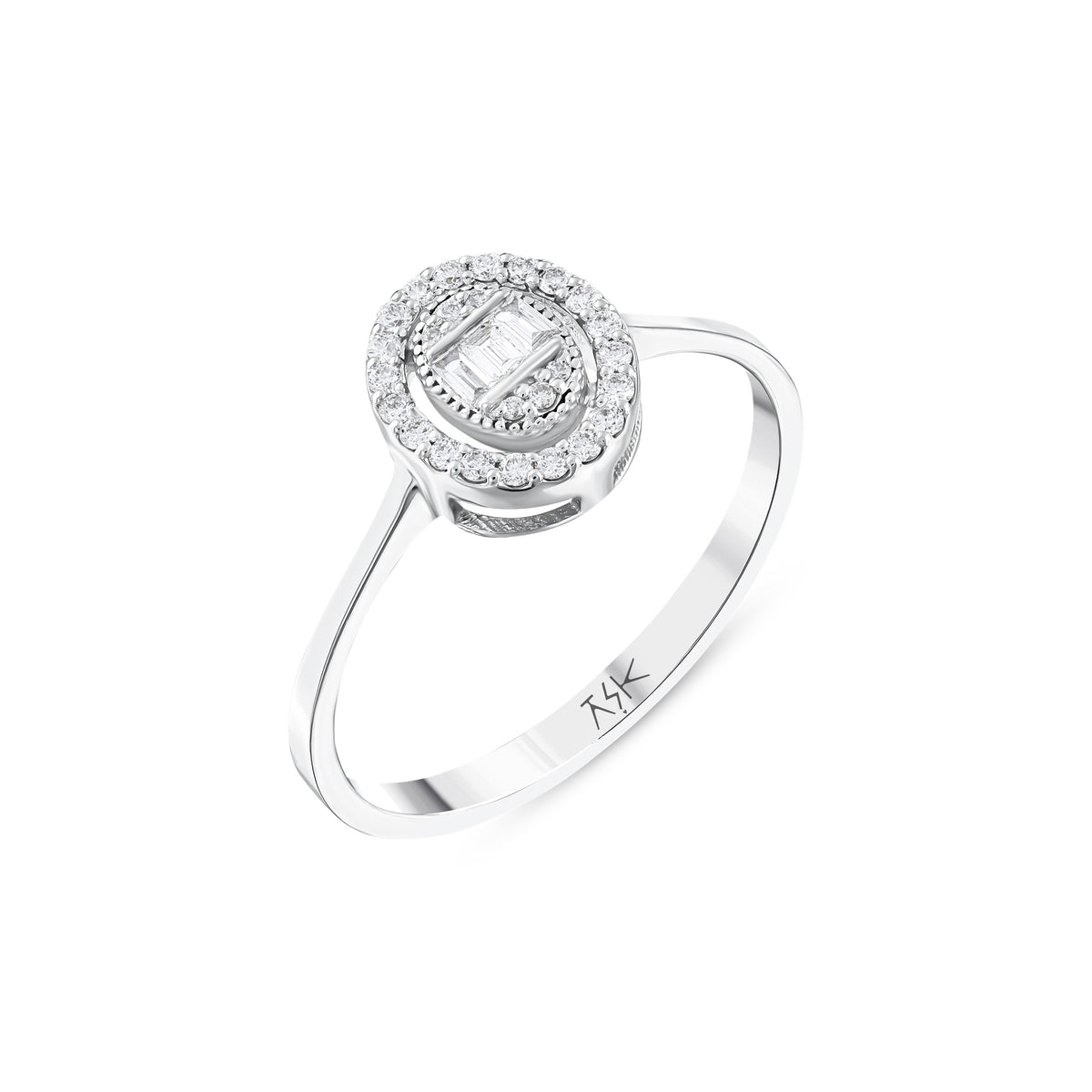 0.17 Karat Pırlantalı Baget Yüzük