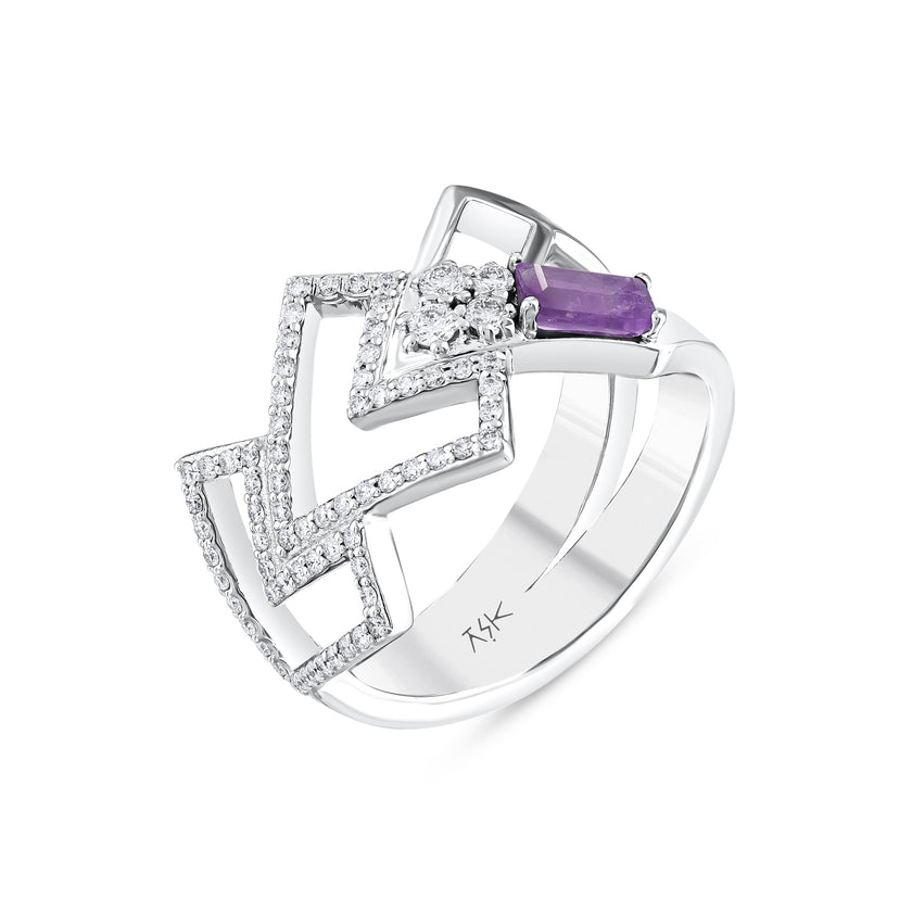 0,67 Karat Pırlanta Ametist Yüzük