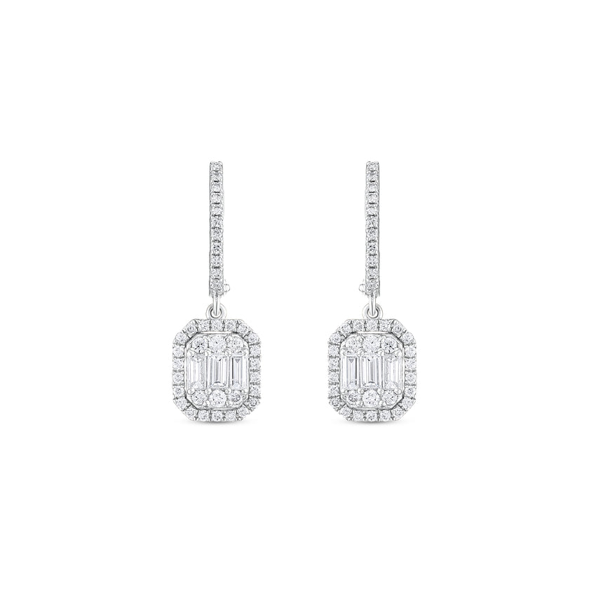 0.74 Karat Pırlantalı Baget Küpe