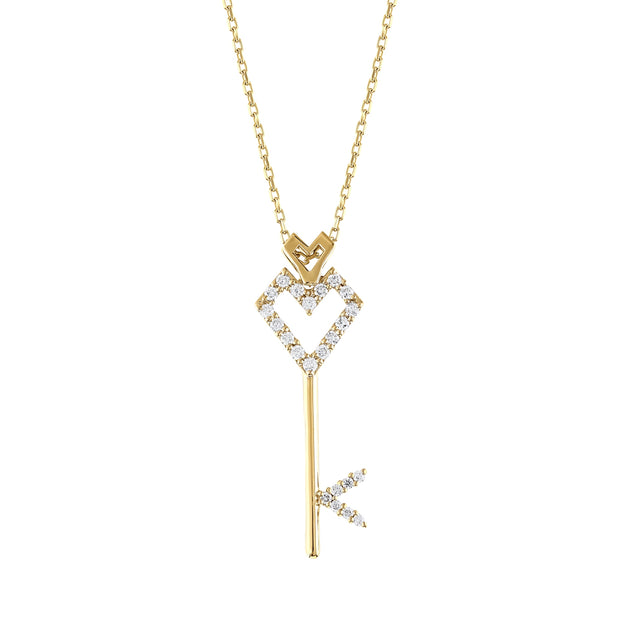 0.12 Karat Pırlantalı Aşkın Anahtarı Kolye