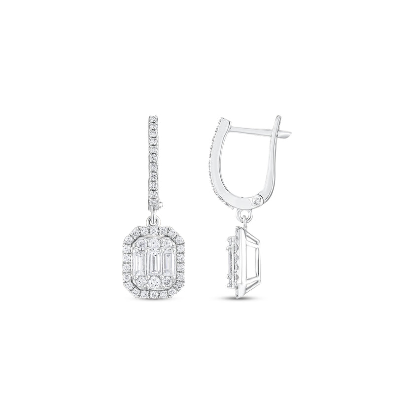 0.74 Karat Pırlantalı Baget Küpe