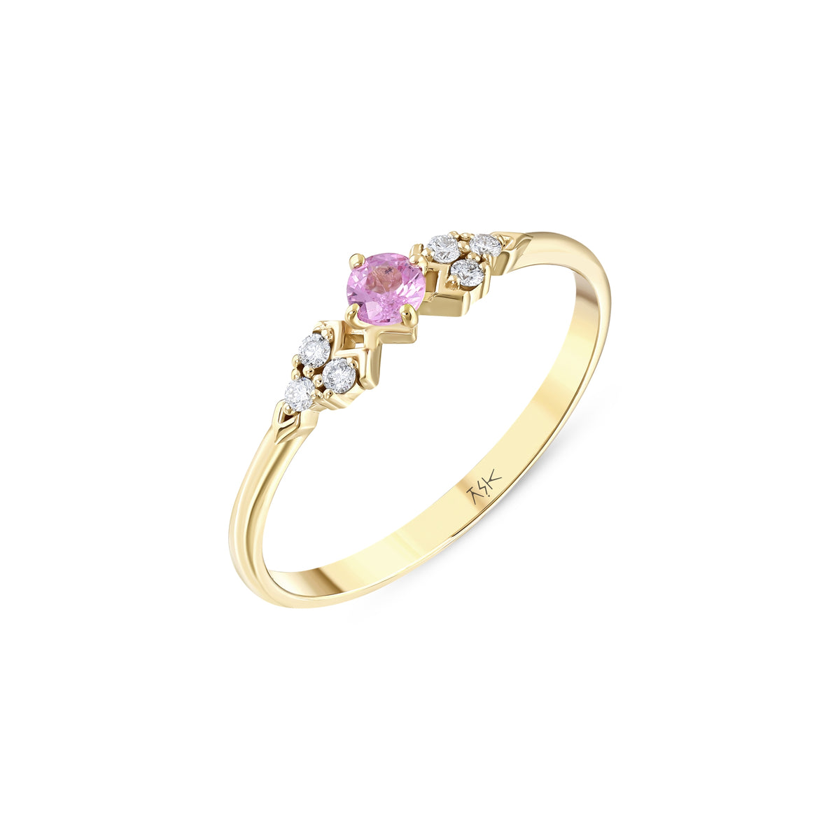 0.21 Karat Pırlanta Pembe Safir Aşk Kalpli Yüzük